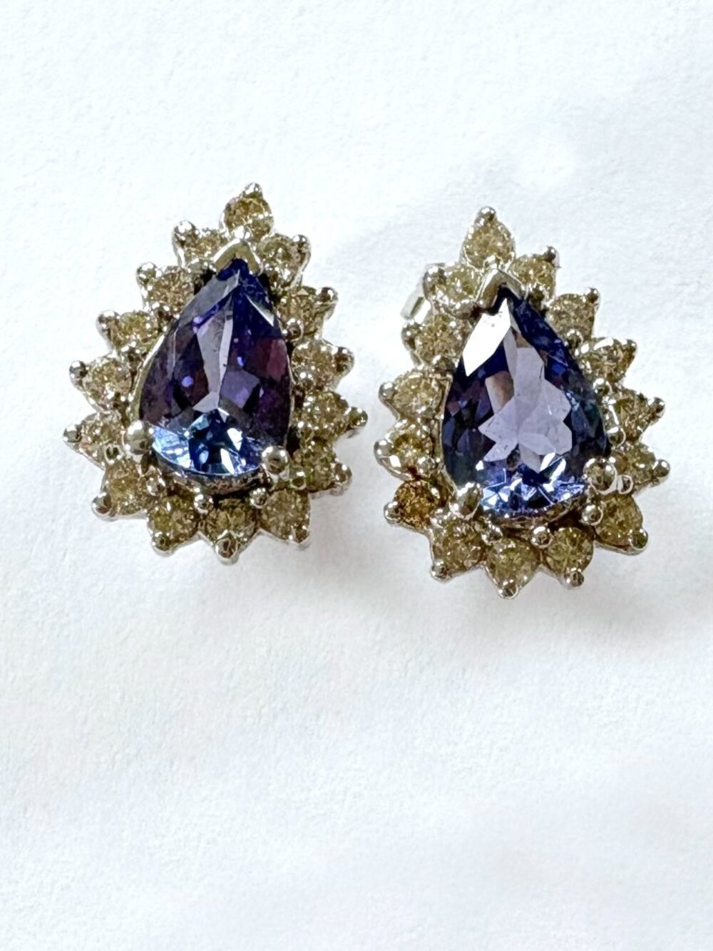 Estate 14K White Gold Tanzanite & 1.43 CTW Diamond Earrings – Violet Blue Gems